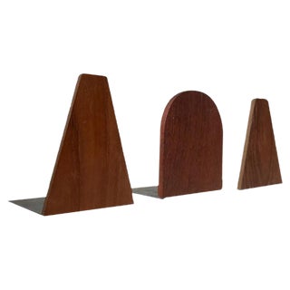 Mid-Century Scandinavian Teak Bookends, 1960s, Set of 3 For Sale