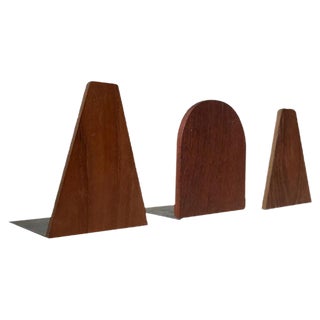 Mid-Century Scandinavian Teak Bookends, 1960s, Set of 3 For Sale