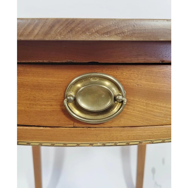 Antique American English 20th C Inlaid Mahogany Bronze Drop Leaf Pembroke Table For Sale - Image 10 of 12