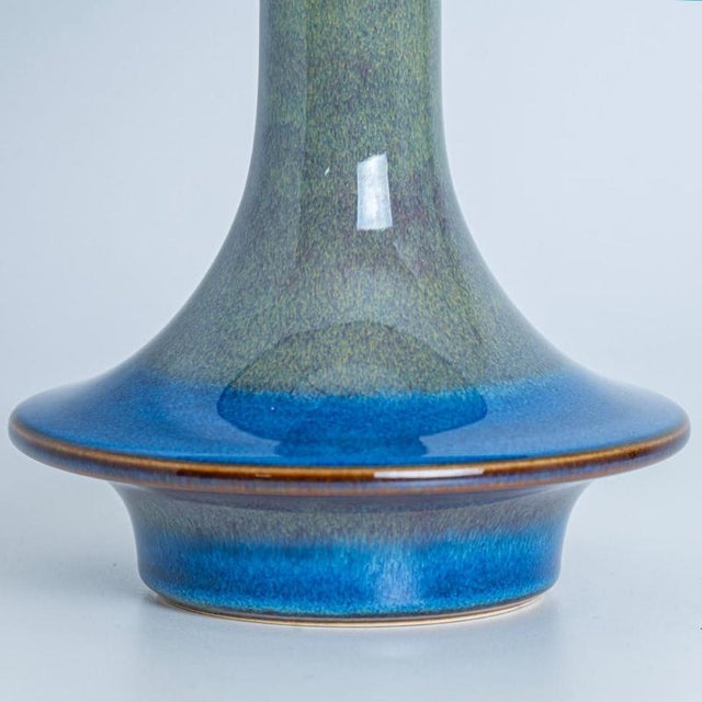 Brutalist Blue Green Ceramic Cone Table Lamps from Soholm, Denmark, 1960s, Set of 2 For Sale - Image 3 of 10