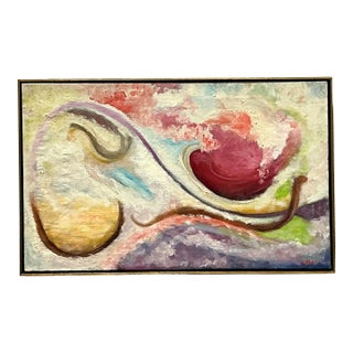 Vintage Boho Original Abstract Oil on Canvas For Sale