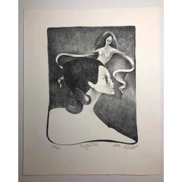 1977 Hilda Castellon Reflections Lithograph For Sale - Image 4 of 4
