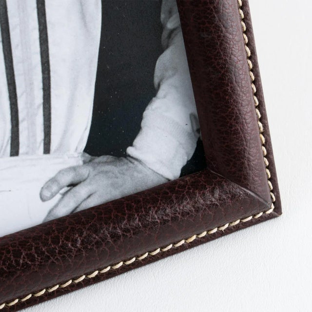 1950s Modernist Maroon Leather Picture Frame, France For Sale - Image 5 of 8