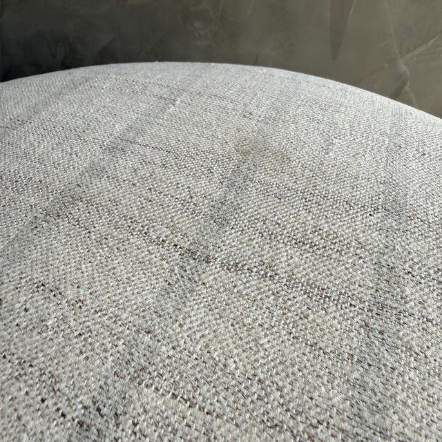 Pair of Textured Off-White Ottomans Made From Vintage Turkish Rugs With Wood Legs For Sale In Los Angeles - Image 6 of 7