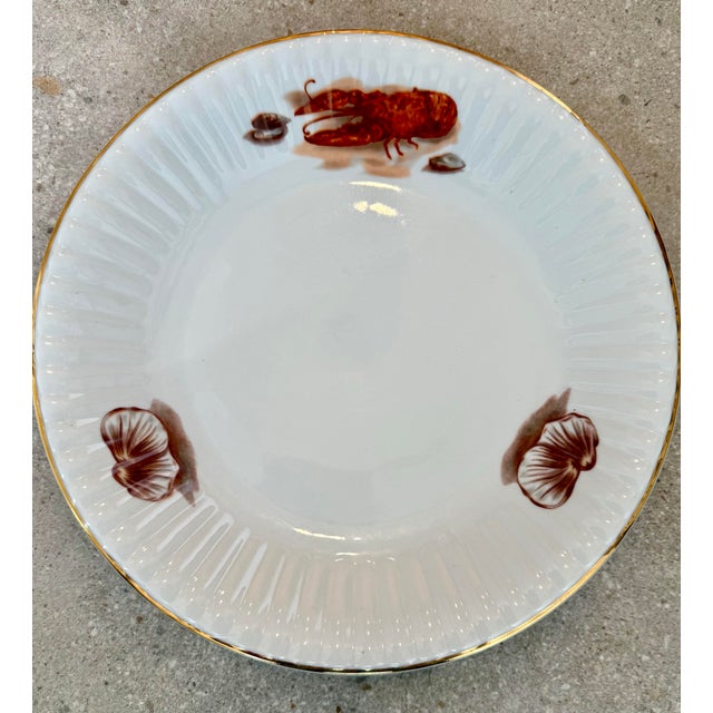 Nautical Porcelain Seafood Platter, Chop Plate With Lobster & Shellfish From Poland’s Wawel Fine China, Scalloped Gold Edge, Circa Mid-20th Century For Sale - Image 10 of 12