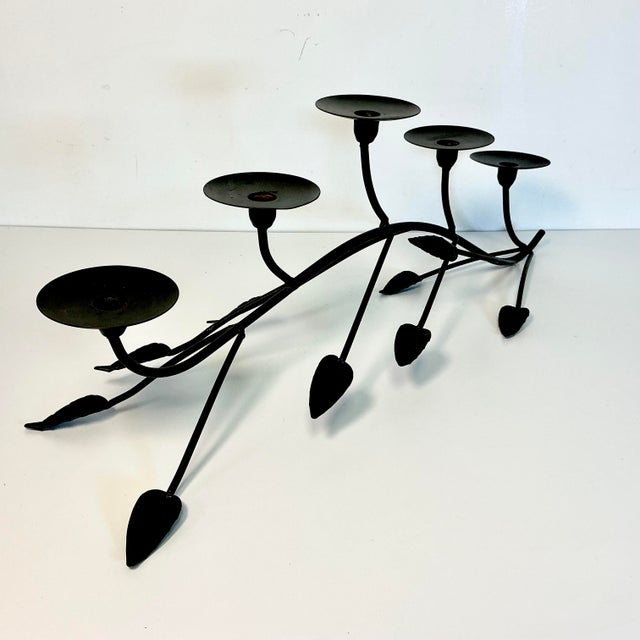 1980s Vintage Italian Brutalist Giacometti Style Tabletop Candelabra - 5 Taper Cups. For Sale - Image 12 of 12