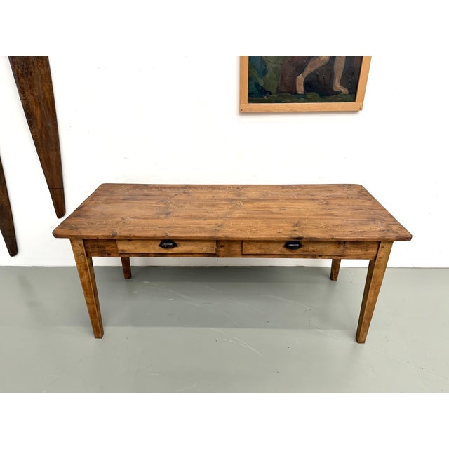 Vintage Farmhouse Table in Light Pine, 1950s For Sale - Image 6 of 18