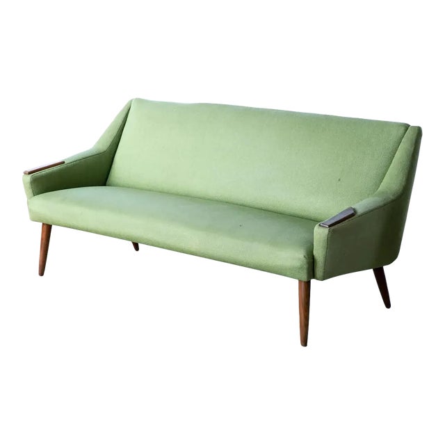 Mid-Century Danish Modern 1950's 3-Seat Sofa in Teak and Wool For Sale
