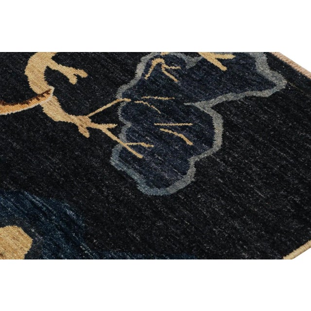 Rug & Kilim Rug & Kilim’s Modern Peking “Tiger” Pictorial Rug in Navy Blue and Gold For Sale - Image 4 of 7