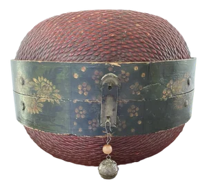 Antique Meiji Period Japanese Lacquered Wicker Dome Box
