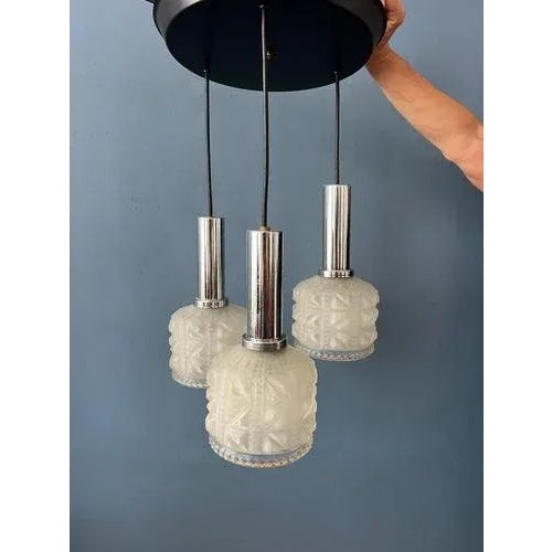 Glass Vintage Frosted Glass Cascade Pendant Lamp For Sale - Image 7 of 11