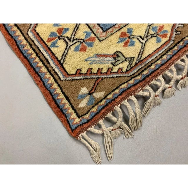 Vintage Turkish Blue, Beige & Rust Milas Ushak Rug For Sale - Image 6 of 9