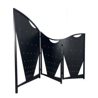 Postmodern Black Atlantic Folding Screen or Room Divider by Eric Raffy, France, 1987 For Sale