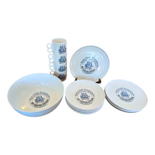 Vintage Nautical Melamine Service for 6, 1970s, Set of 17 For Sale