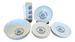Vintage Nautical Melamine Service for 6, 1970s, Set of 17