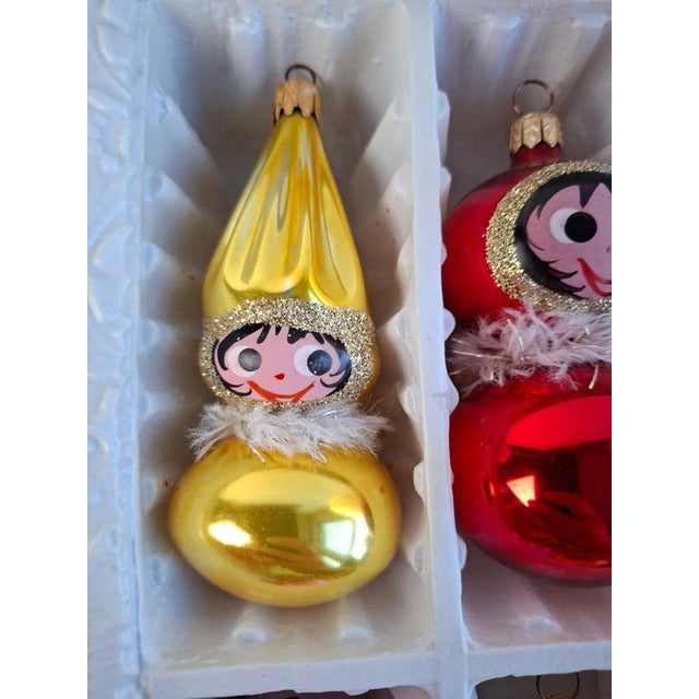 Vintage Czechoslovak Glass Christmas Ornaments, 1960, Set of 6 For Sale - Image 13 of 17
