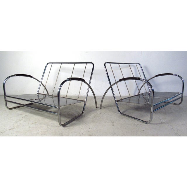 Vintage Modern Oversized Lounge Chairs by Royal Metal - a Pair For Sale - Image 9 of 12