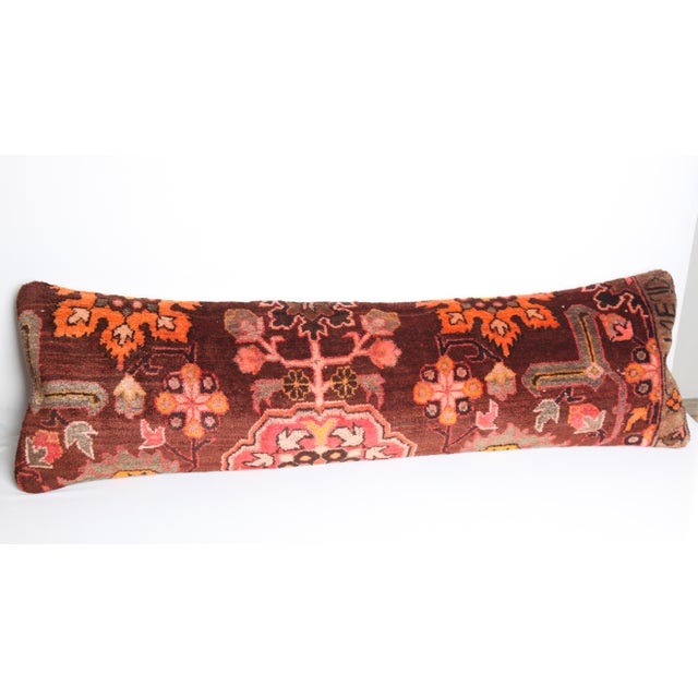 Vintage Oriental Motif Lumbar Cushion Cover -16'' X 53'' For Sale - Image 4 of 12