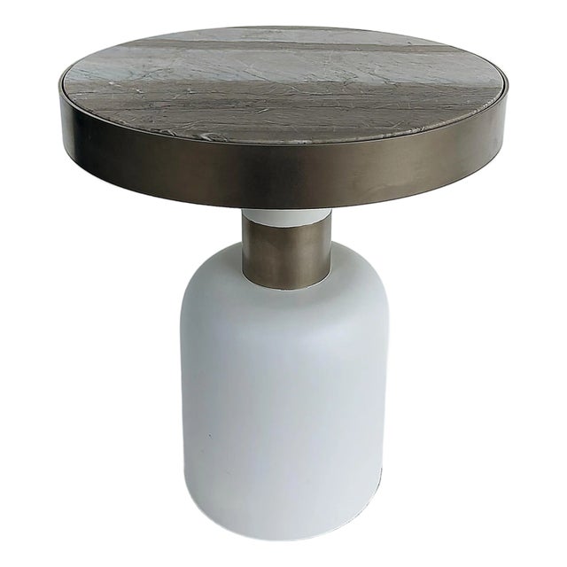 Rosana Cavalheiro Aftefacto "Branti" Side Table, Inset Marble Top For Sale