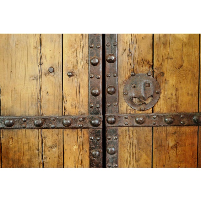 Industrial Antique Mongolian Wood & Iron Entry Doors For Sale - Image 3 of 7