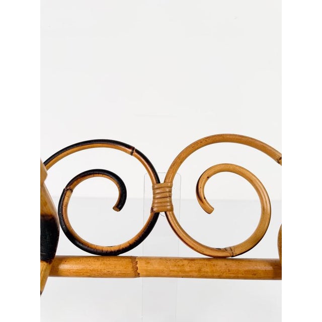 1960s Italian Riviera Mid-20th Century Modern Cane, Rattan & Bamboo Wall Coat Rack, 1960s For Sale - Image 5 of 13
