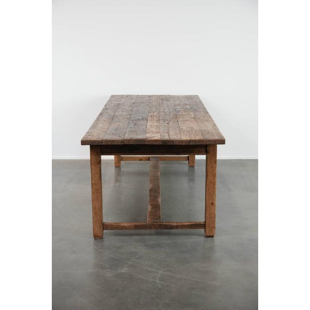 Wood Large Antique Farm Dining Table in Pine For Sale - Image 7 of 18