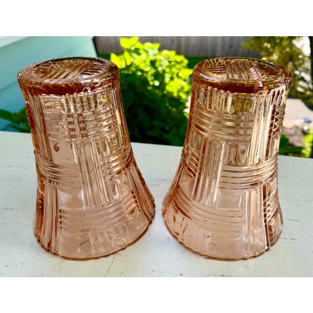 Glass Vintage Pair of Pink Anchor Hocking Glass Vases - 1940s For Sale - Image 7 of 7