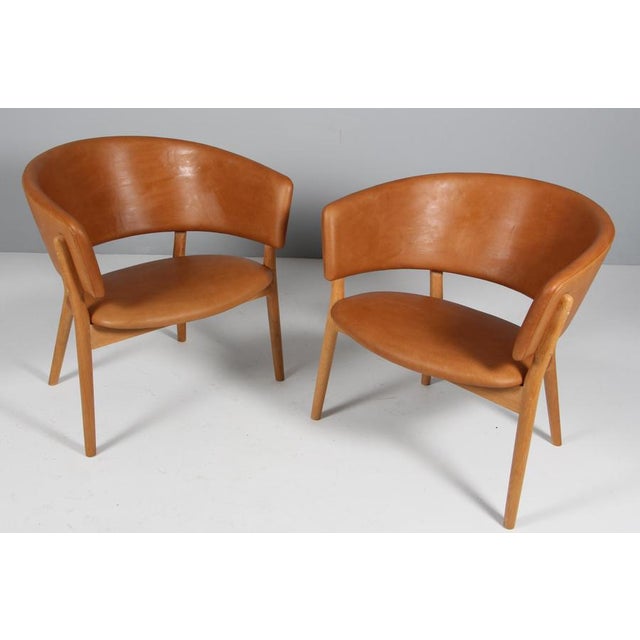 Model ND82 Lounge Chairs in Full Grain Leather and Oak by Nanna Ditzel, 2010s, Set of 2 For Sale - Image 3 of 9