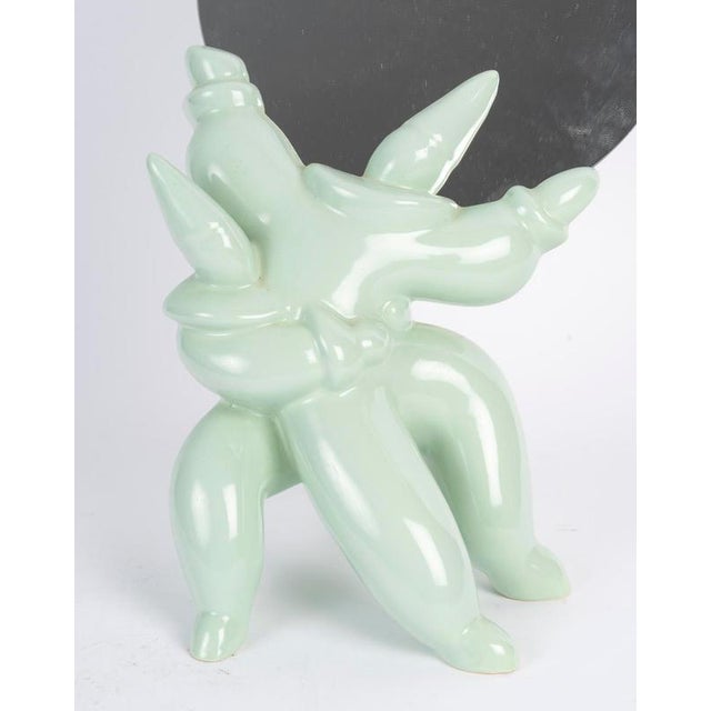 Celadon Earthenware Table Mirror by Jean Boggio For Sale - Image 3 of 8