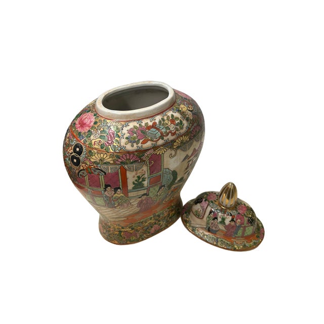 Vintage Chinese Famille Rose Scenery Flat Jar Shape Porcelain Art For Sale In San Francisco - Image 6 of 6