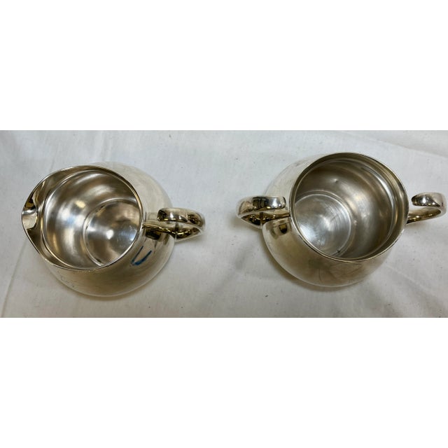 Vintage Set of Mappin & Webb Silver Plate Creamer and Sugar Bowl Designed by Eric Clements in England - Circa 1960 For Sale - Image 9 of 10
