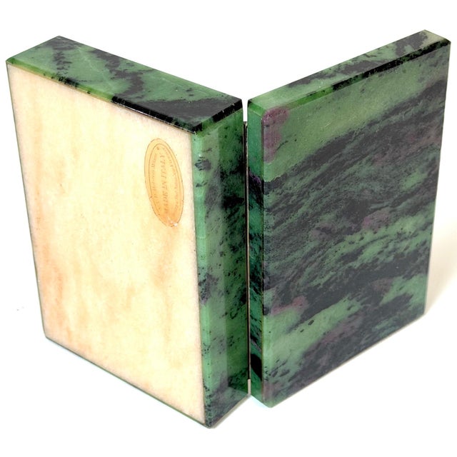 Italian Green & Plum Specimen Marble Box, Alabaster Interior, Florence, 1970s For Sale - Image 10 of 15