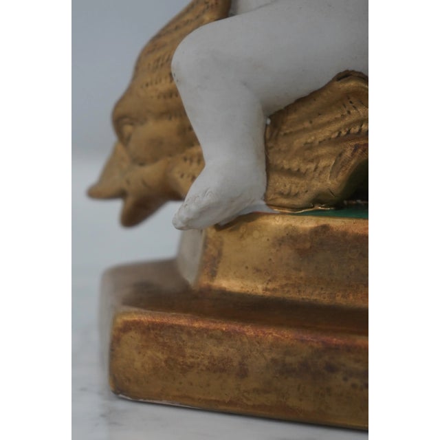 French Pair French Style Lidded Urns W. Cherub Bases For Sale - Image 3 of 11