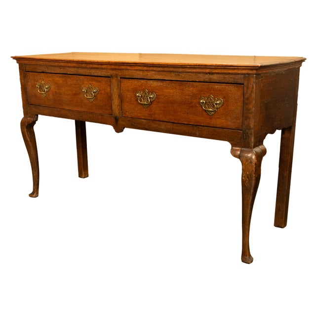 Antique 18thC Georgian Oak Welsh Two Drawer Dresser Base Server Side Table 1760 For Sale - Image 4 of 14