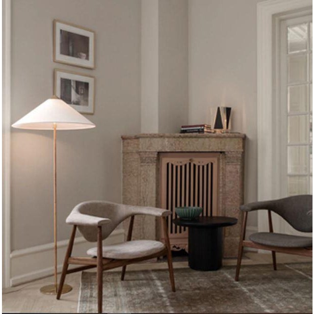 Brass Mid-Century Modern 1935 Paavo Tynell Model 9602 Brass and Rattan Floor Lamp With Canvas Shade For Sale - Image 8 of 16