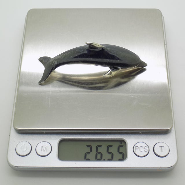 Vintage Italian Handmade Silver 800 Darkened Dolphin Figurine by Saturno, Arezzo, 1980s For Sale - Image 10 of 14