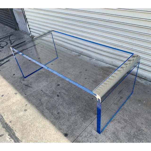 Metal 2020s Amparo Calderon Tapia Waterfall Lucite & Chrome Coffee Table For Sale - Image 7 of 10