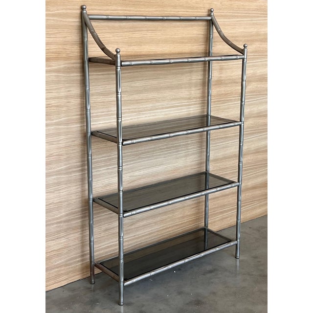 Mid 20th Century Faux Bamboo Etagere with Four Shelves and Mate Chrome Finished For Sale - Image 9 of 18