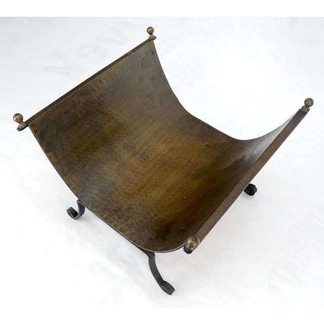 Hammered Copper & Wrought Iron Base Ball Finials Arts & Crafts Magazine Rack For Sale - Image 10 of 13