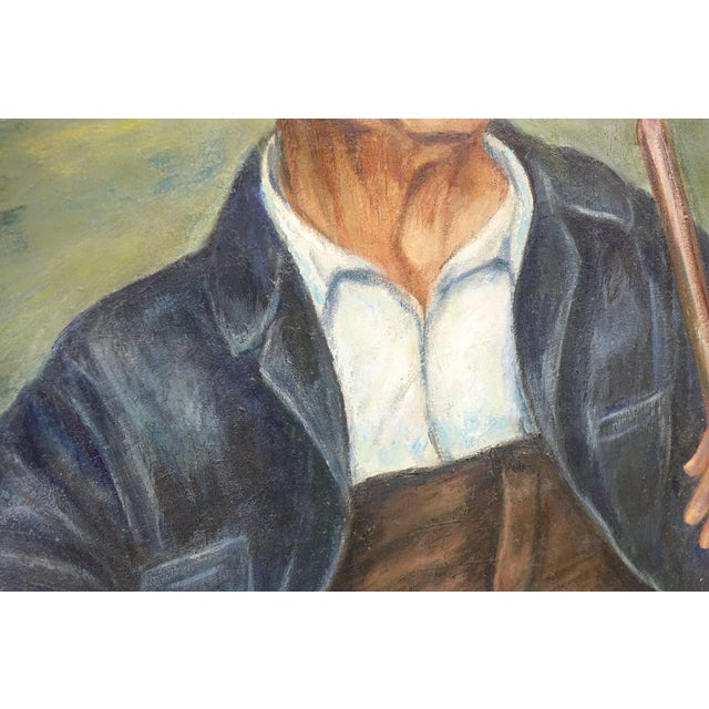 “Portrait of a Working Man” - Oil on Canvas Painting 1948 Signed Original, Framed For Sale - Image 4 of 7