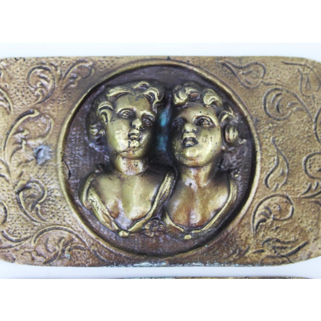 Italian Neoclassical Bronze Furniture Mounts with Cherub and Cameo Medallions, 1900s, Set of 4 For Sale - Image 3 of 12