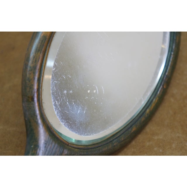 Antique Victorian Beveled Oak Hand Held Vanity Mirror 11" For Sale - Image 11 of 11