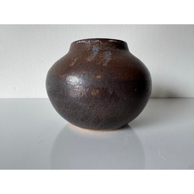 Ceramic 1980’s Vintage Organic Brown Glazed Studio Pottery Vase, Unsigned For Sale - Image 7 of 10