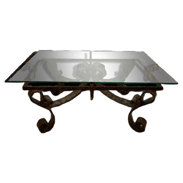 Brutalist Wrought Iron Coffee Table, France For Sale