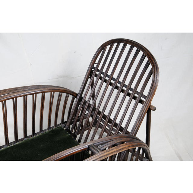 Bradley and Hubbard Leather Wicker Chair and Ottoman For Sale In Seattle - Image 6 of 10