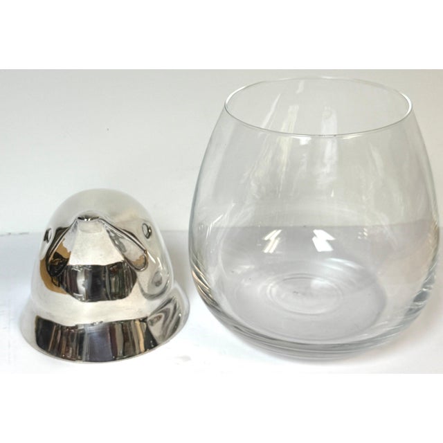 Large Italian Modern Sterling Silver & Crystal Penguin Ice Bucket, 16" High For Sale - Image 10 of 18
