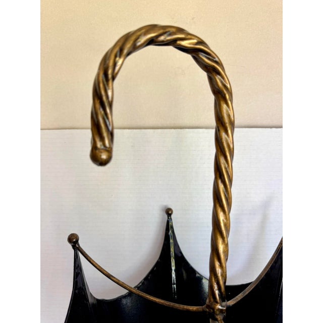 Figurative 1960s Italian Figurative Black & Gold Floral Tole Umbrella Stand For Sale - Image 3 of 12