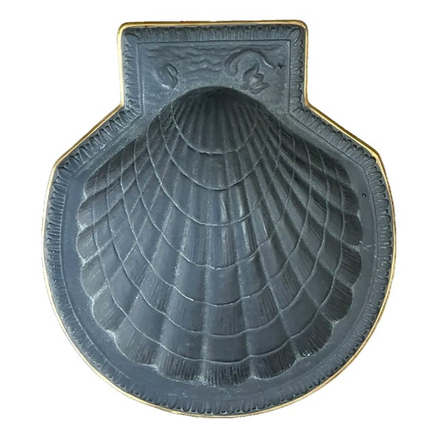 Vintage Italian Black Porcelain Shell Box For Sale
