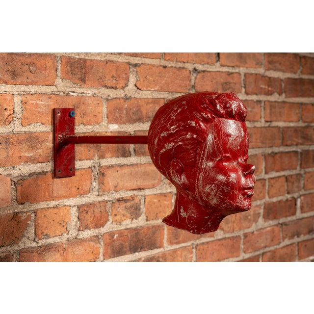 Mid-Century Stylized Child Wall Mount Display Bust For Sale - Image 4 of 7
