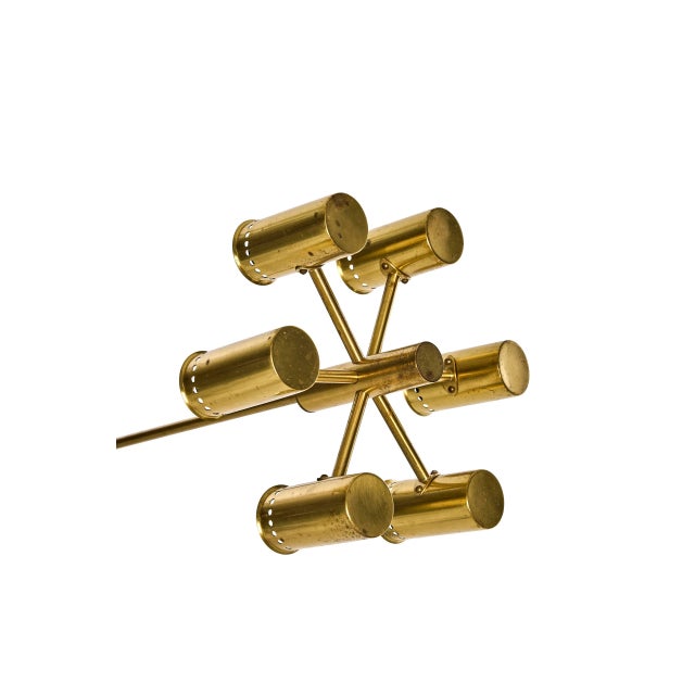 Ceiling Lamp in Brass and Amber Colored Glass by Hans-Agne Jakobsson for Hans-Agne Jakobsson Ab Markaryd, 1950s For Sale - Image 4 of 5